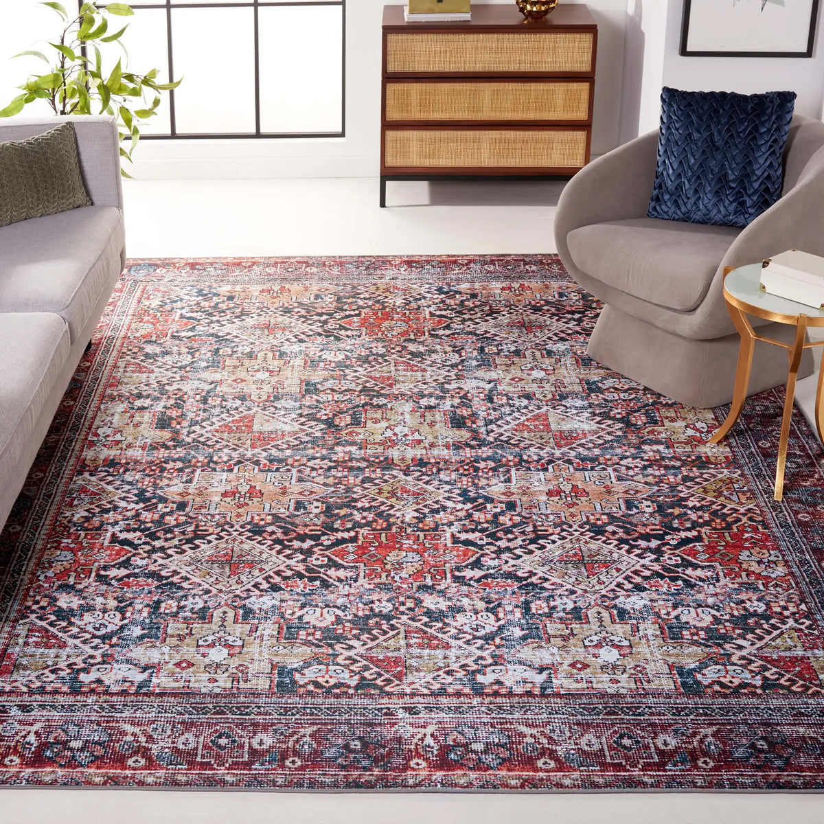 Safavieh Tucson 10'-0" x 14'-0" Rug in Navy / Rust