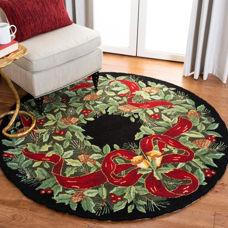 Safavieh Vintage Posters 5'-0" x 5'-0" Rug in Black / Green