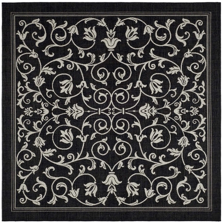 Safavieh Courtyard 6'-7" x 6'-7" Rug in Black / Sand