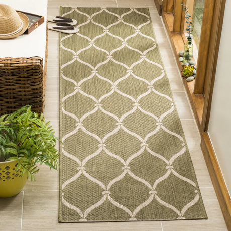 Safavieh Courtyard 2'-4" x 12'-0" Rug in Green / Beige