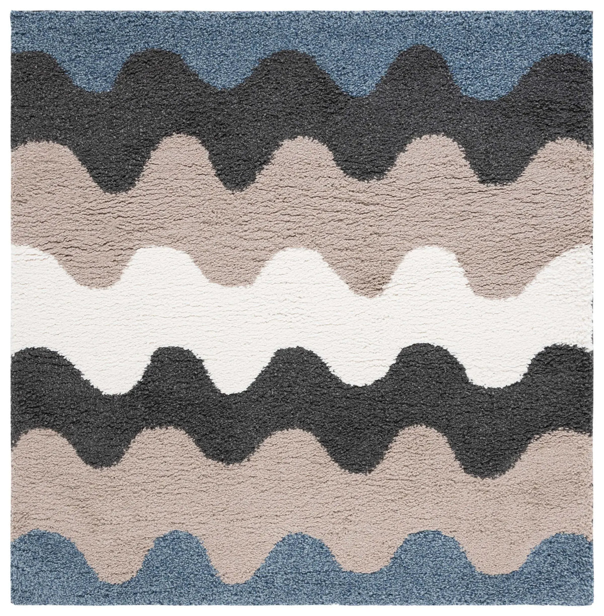 Safavieh Calico Shag 6'-7" x 6'-7" Rug in Black / Taupe