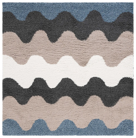 Safavieh Calico Shag 6'-7" x 6'-7" Rug in Black / Taupe
