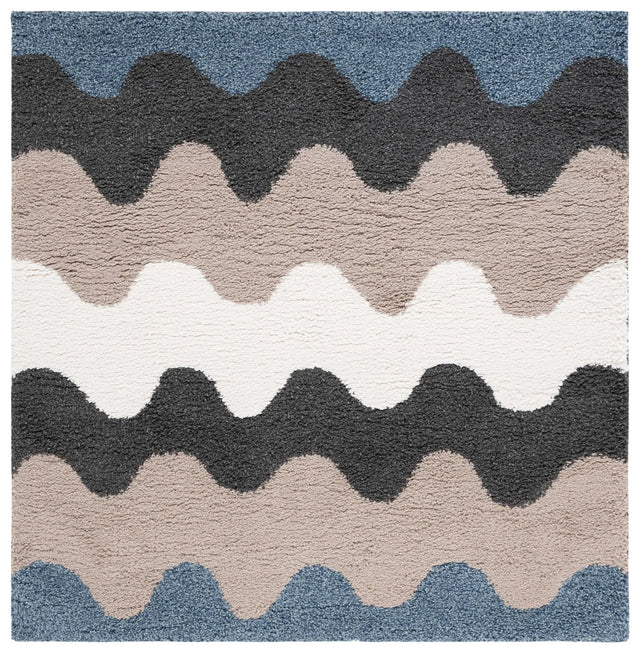 Safavieh Calico Shag 6'-7" x 6'-7" Rug in Black / Taupe