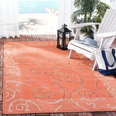 Safavieh Courtyard 4'-0" x 5'-7" Rug in Terracotta / Cream