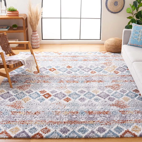 Safavieh Berber Shag 10'-0" x 14'-0" Rug in Blue Rust / Ivory