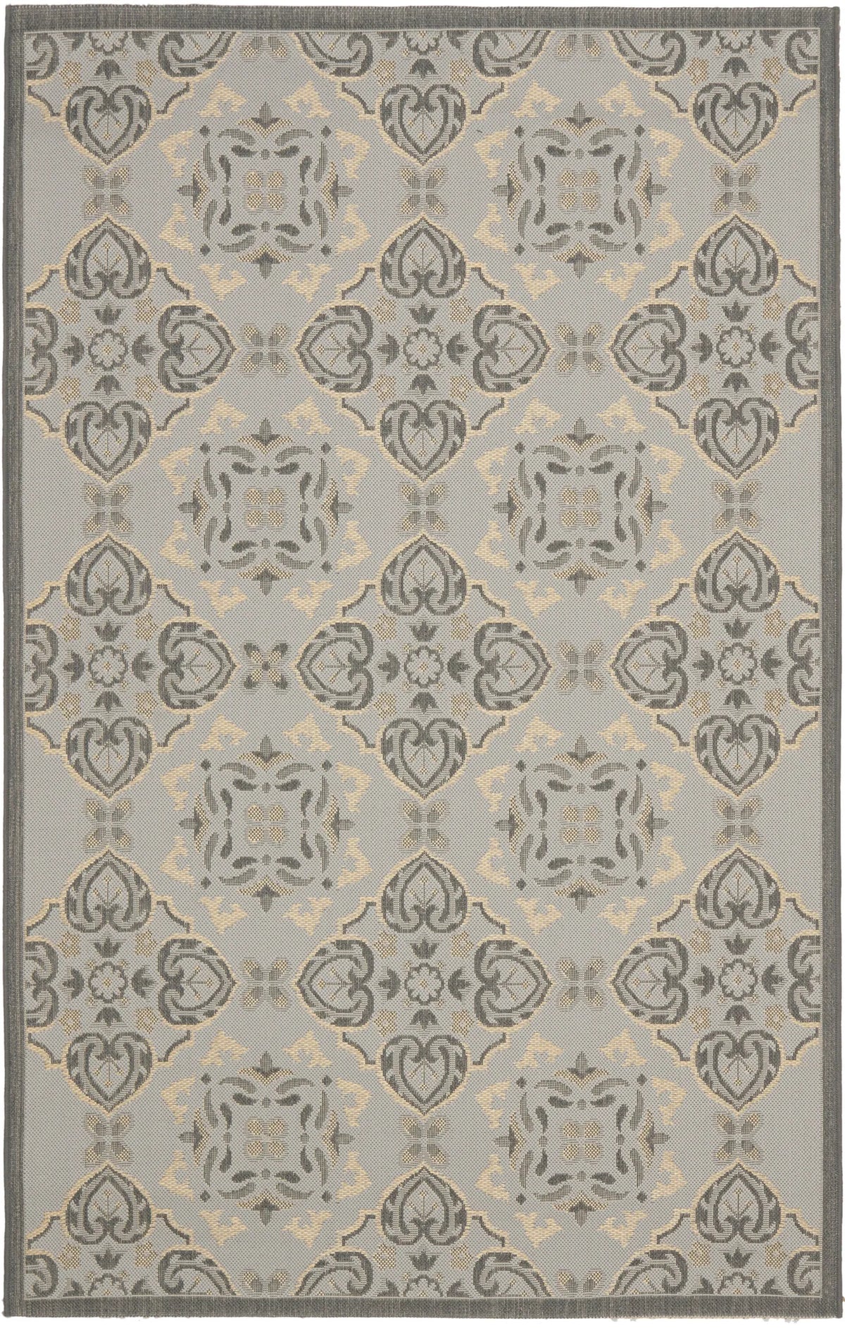 Safavieh Courtyard 4'-0" x 5'-7" Rug in Anthracite / Light Grey