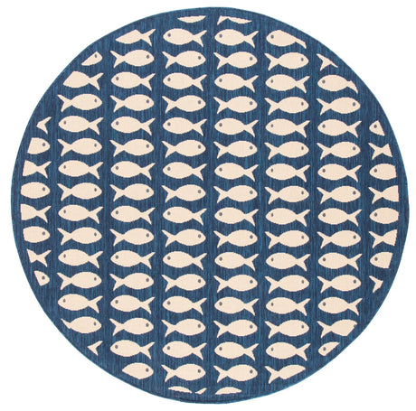 Safavieh Courtyard 5'-3" x 5'-3" Rug in Navy / Beige