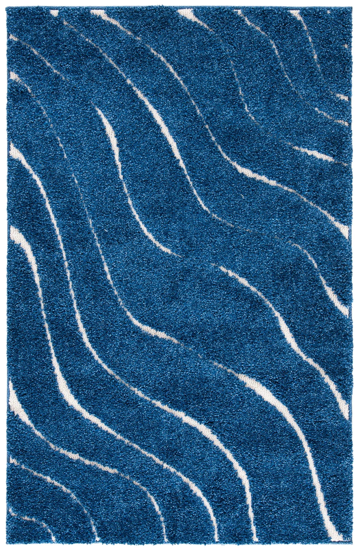 Safavieh Florida Shag 3'-3" x 5'-3" Rug in Dark Blue / Cream