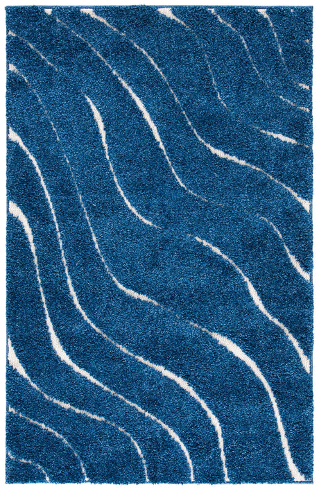 Safavieh Florida Shag 3'-3" x 5'-3" Rug in Dark Blue / Cream