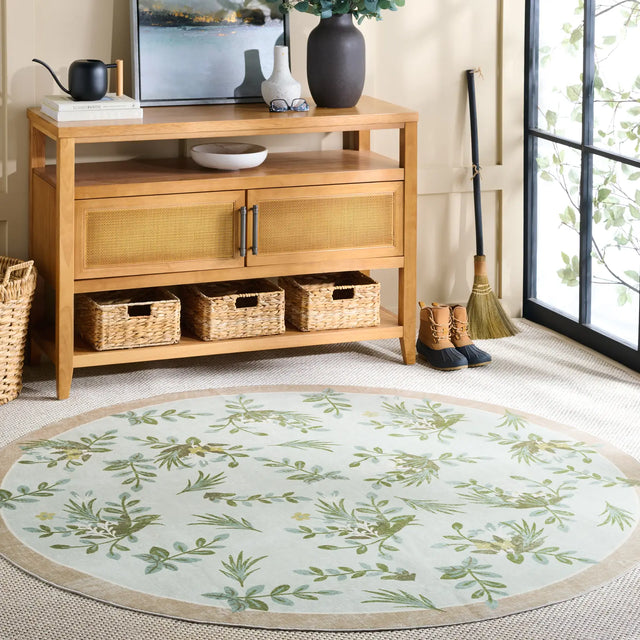 Safavieh Martha Stewart Washable 6'-0" x 6'-0" Rug in Taupe / Green