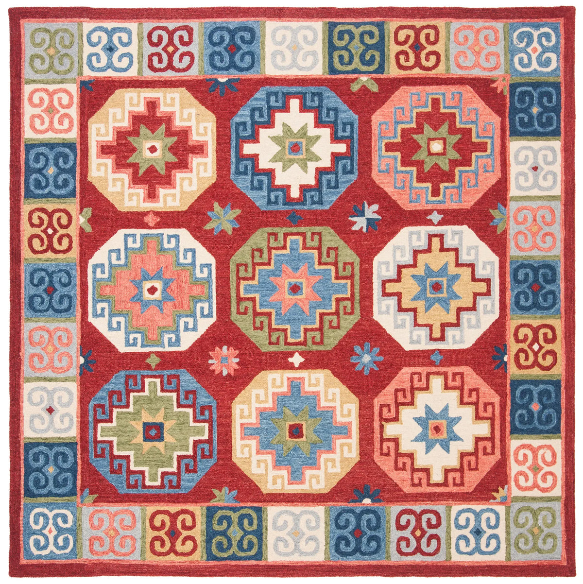 Safavieh Aspen 7'-0" x 7'-0" Rug in Red / Blue
