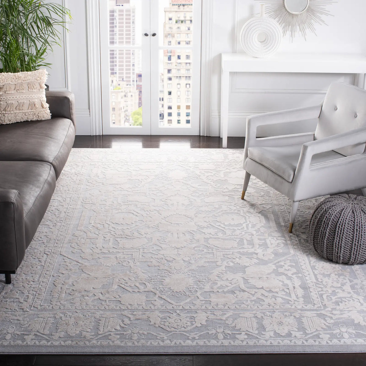 Safavieh Reflection 10'-0" x 14'-0" Rug in Light Grey / Cream