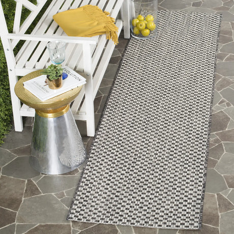 Safavieh Courtyard 2'-3" x 10'-0" Rug in Black / Light Grey