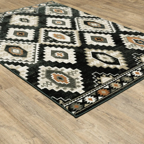Oriental Weavers Sphinx Georgia 605F0 Charcoal/ Ivory Rugs - angle detail