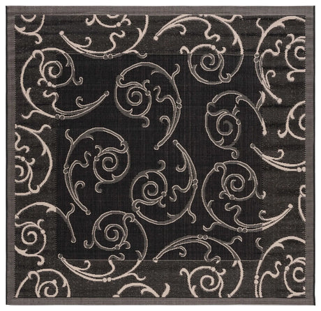 Safavieh Courtyard 6'-7" x 6'-7" Rug in Black / Sand