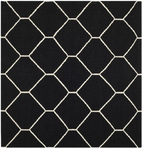 Safavieh Dhurries 6'-0" x 6'-0" Rug in Black / Ivory