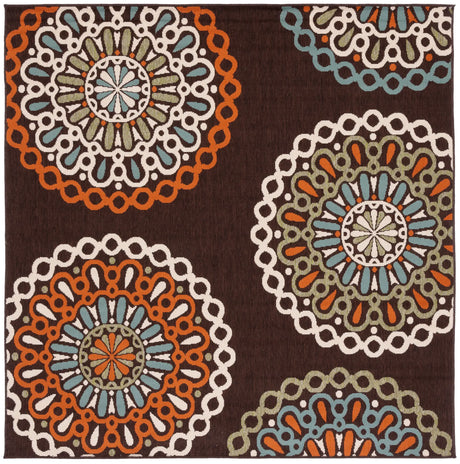 Safavieh Veranda 6'-7" x 6'-7" Rug in Chocolate / Terracotta