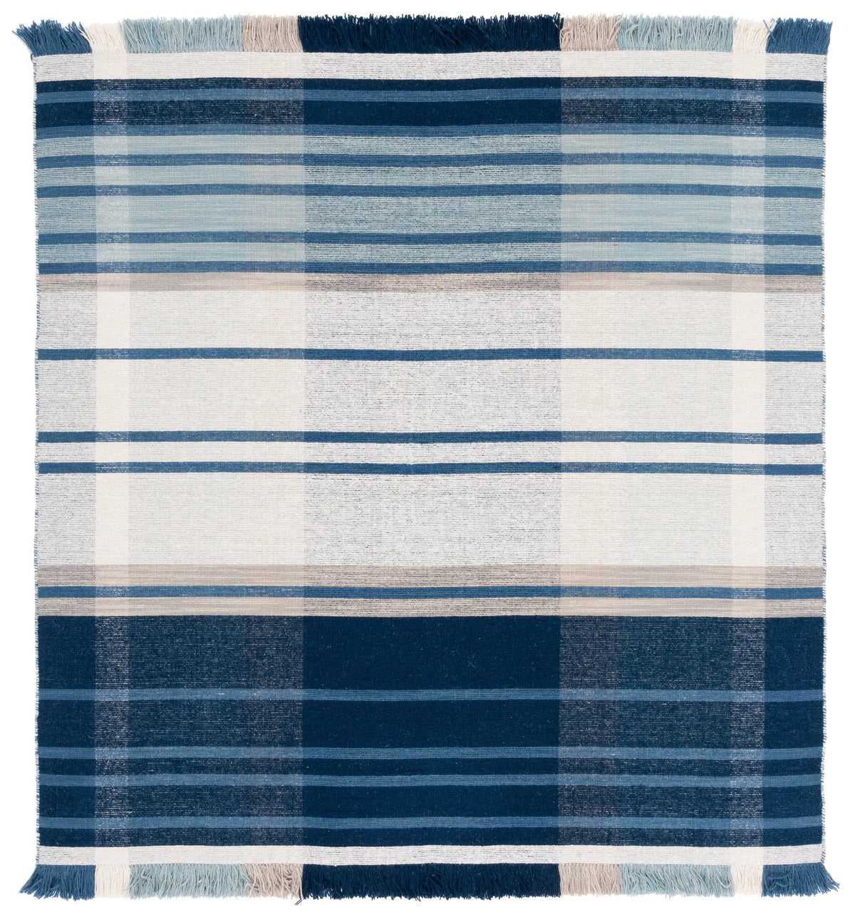 Safavieh Striped Kilim 6'-0" x 6'-0" Rug in Blue / Beige
