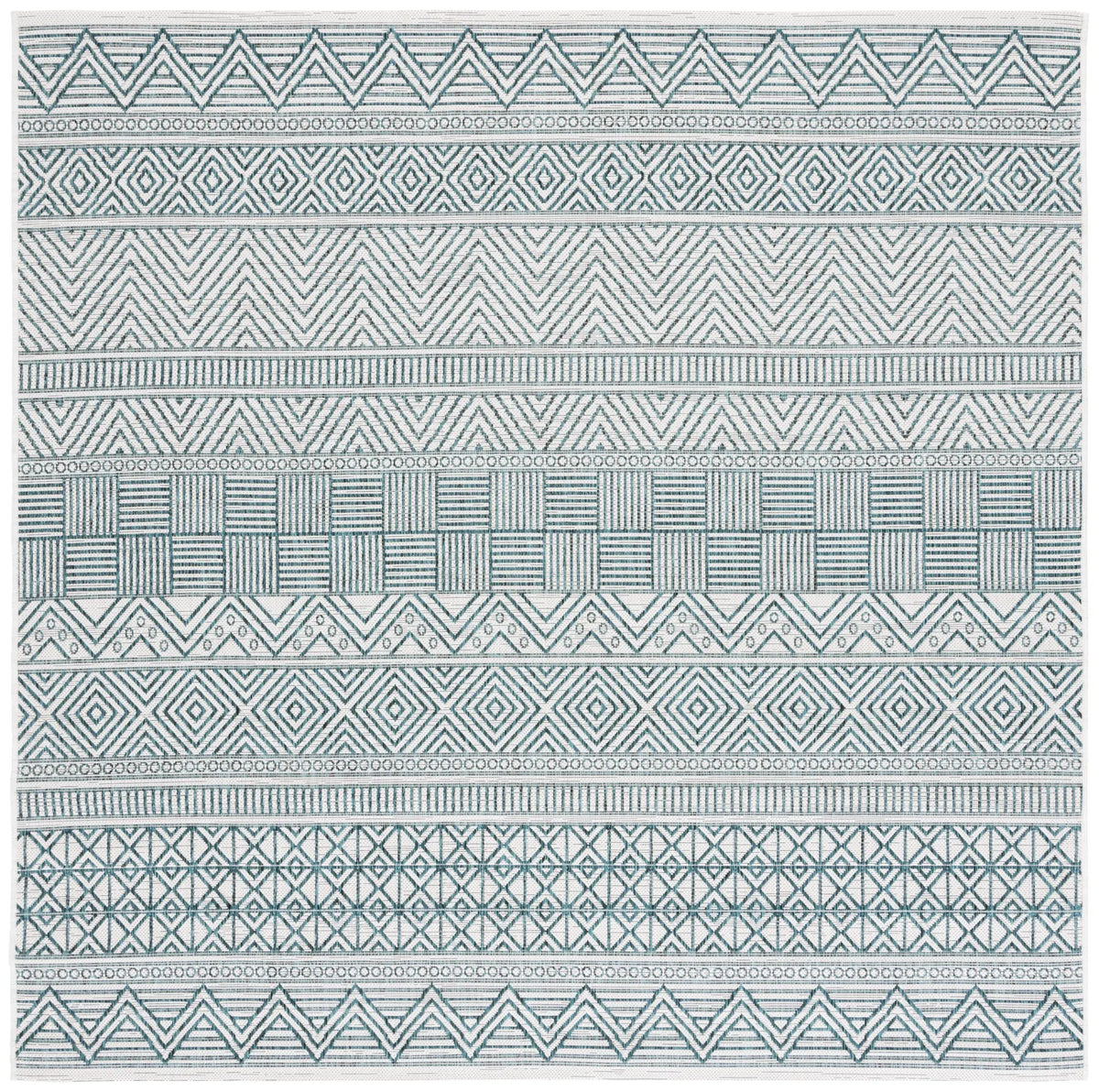 Safavieh Courtyard 6'-7" x 6'-7" Rug in Ivory / Turquoise