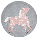 Safavieh Carousel Kids 100 5'-3" x 5'-3" Rug in Grey / Pink