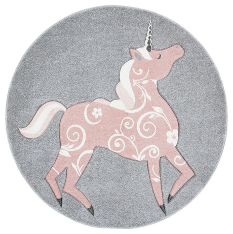 Safavieh Carousel Kids 100 5'-3" x 5'-3" Rug in Grey / Pink