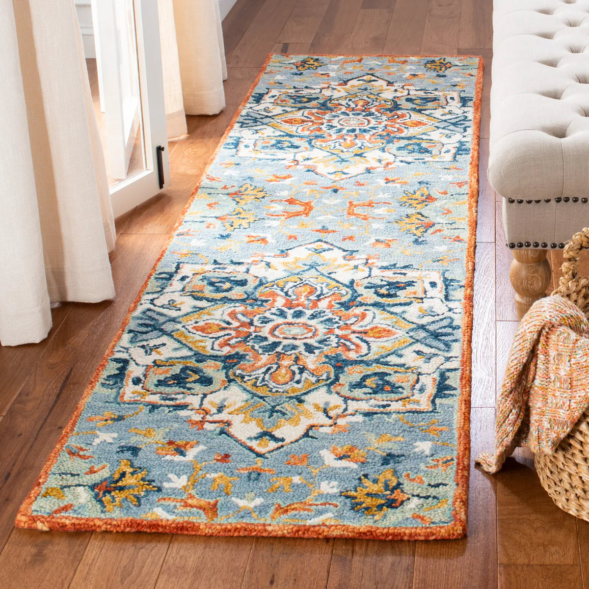 Safavieh Aspen 2'-3" x 9'-0" Rug in Blue / Rust