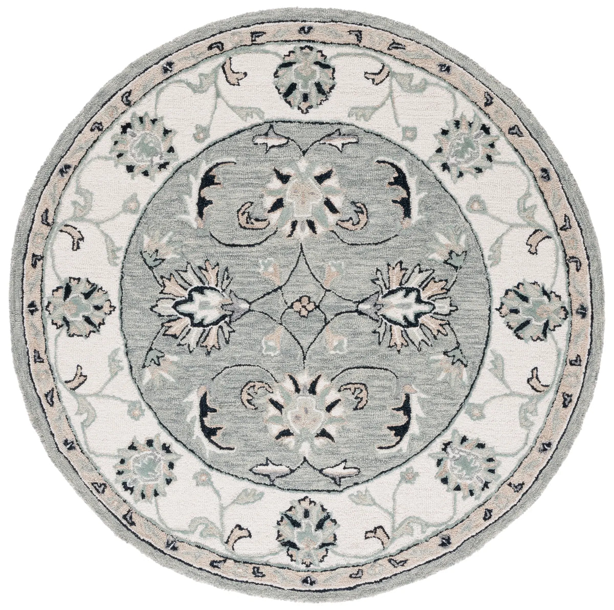 Safavieh Micro-Loop 5'-0" x 5'-0" Rug in Grey / Ivory