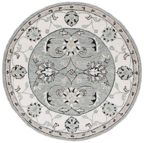 Safavieh Micro-Loop 5'-0" x 5'-0" Rug in Grey / Ivory