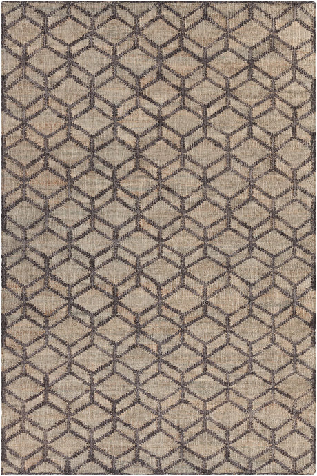 Chandra Ethel ETH-52802 Black / Natural rug, flat view
