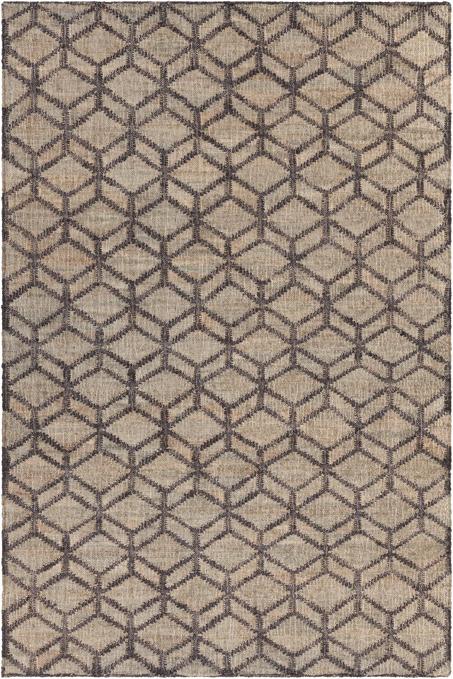 Chandra Ethel ETH-52802 Black / Natural rug, flat view