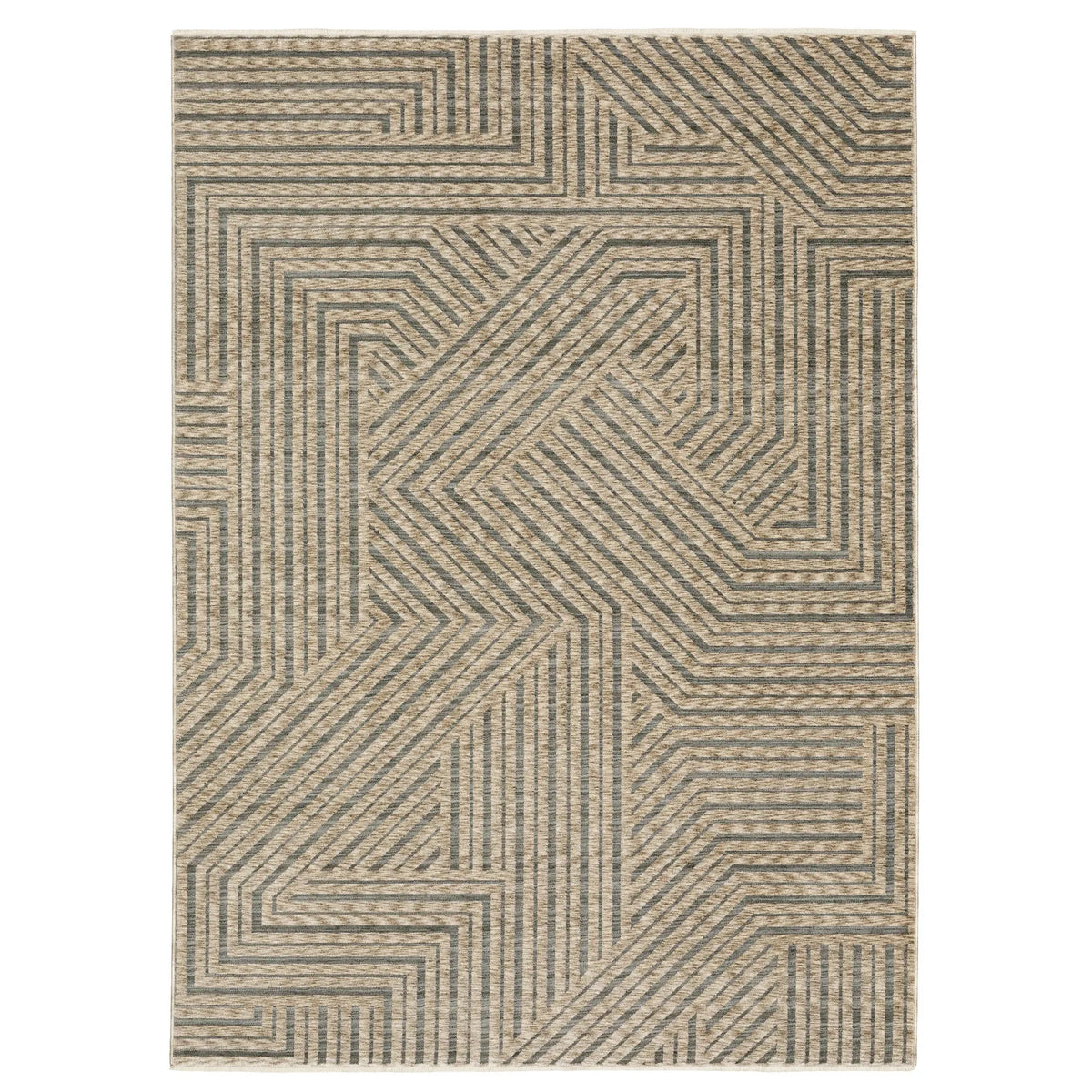 Oriental Weavers Sphinx ECHO ECH01 Beige Geometric Rugs - main flat