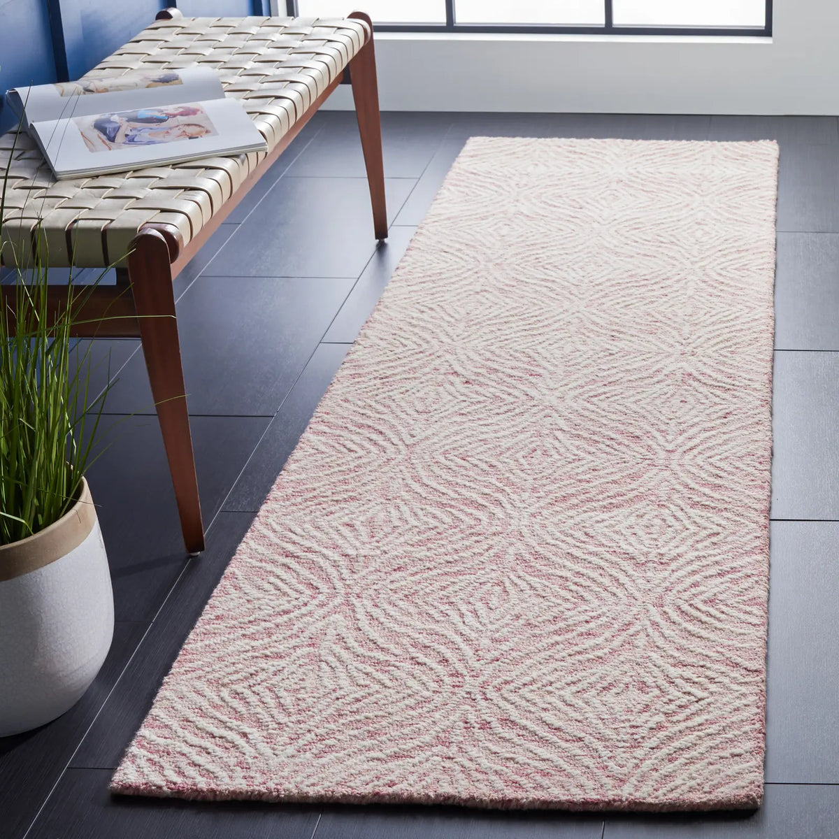 Safavieh Metro 2'-3" x 8'-0" Rug in Dark Pink / Ivory