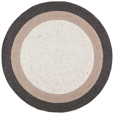 Safavieh Braided 5'-0" x 5'-0" Rug in Charcoal / Ivory