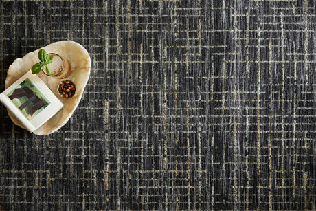 Loloi Soho Soh-01 Onyx/Silver Rug - styled aerial 1