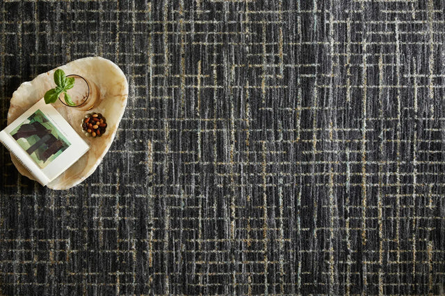 Loloi Soho Soh-01 Onyx/Silver Rug - styled aerial 1
