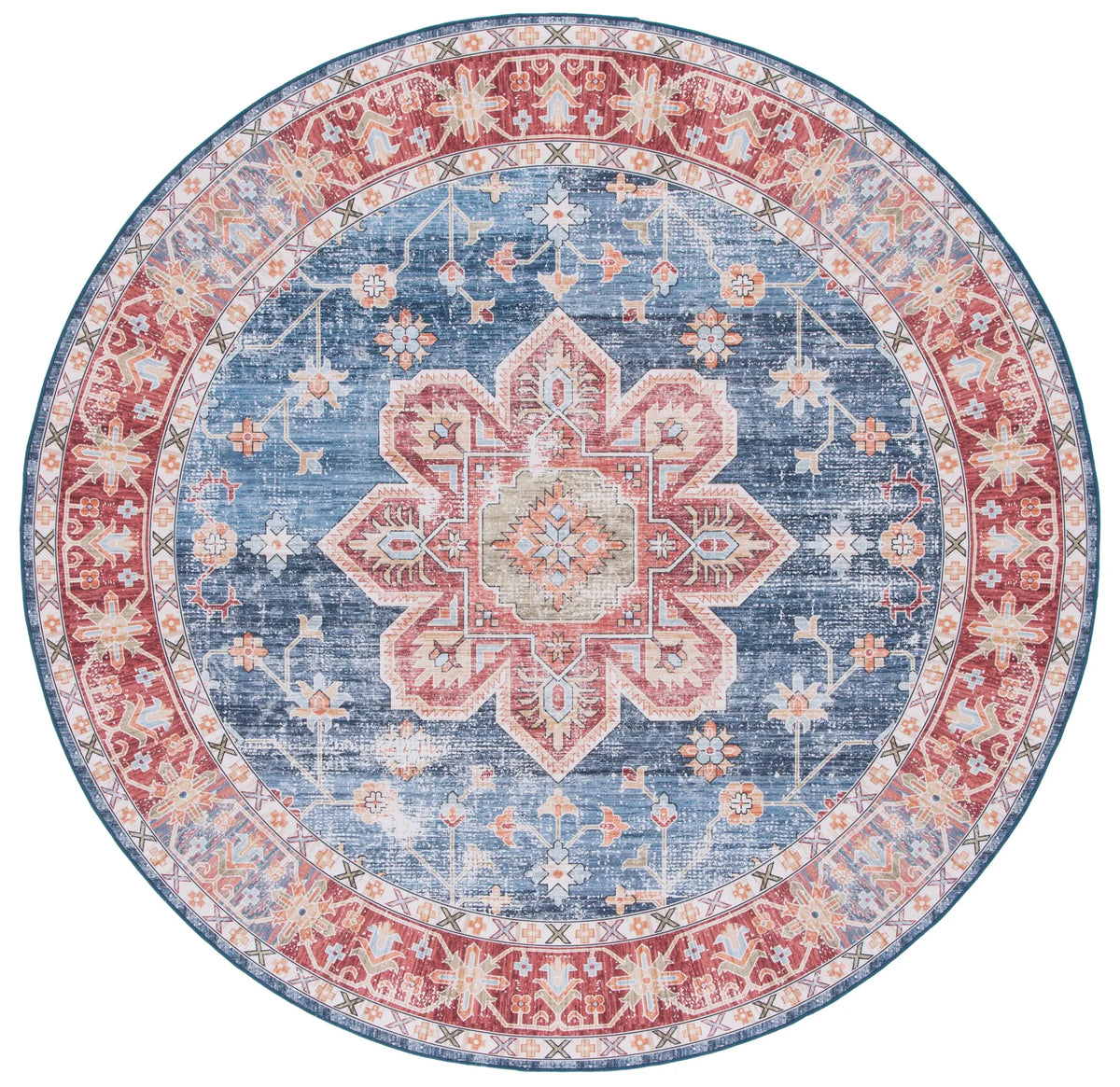 Safavieh Tucson 5'-0" x 5'-0" Rug in Blue / Rust
