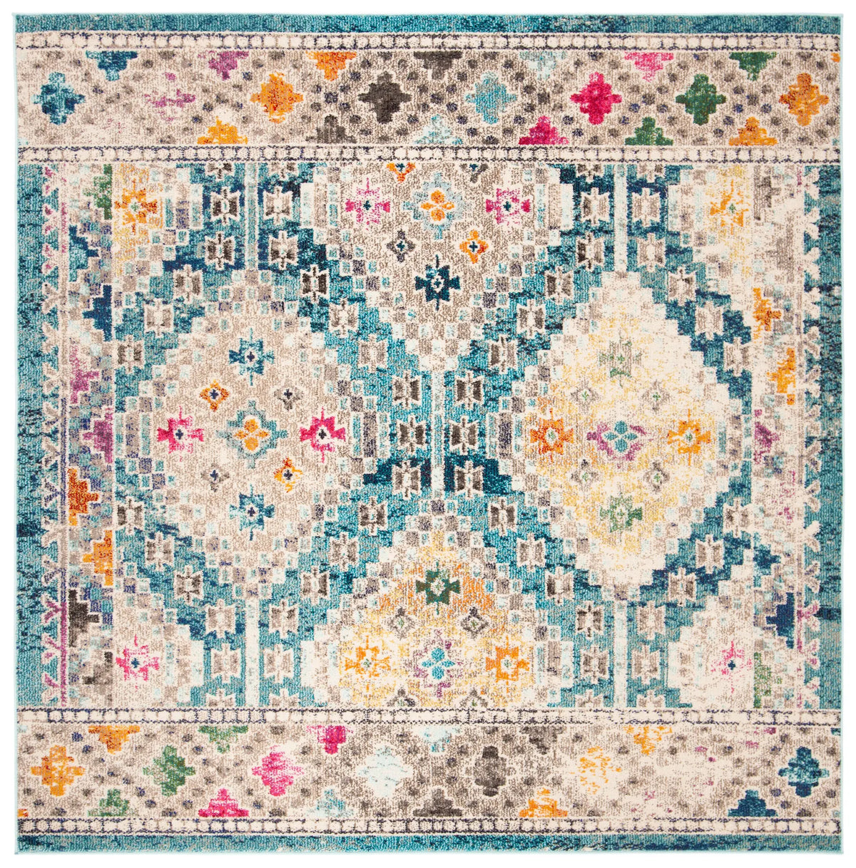 Safavieh Madison 6'-7" x 6'-7" Rug in Dark Blue / Yellow