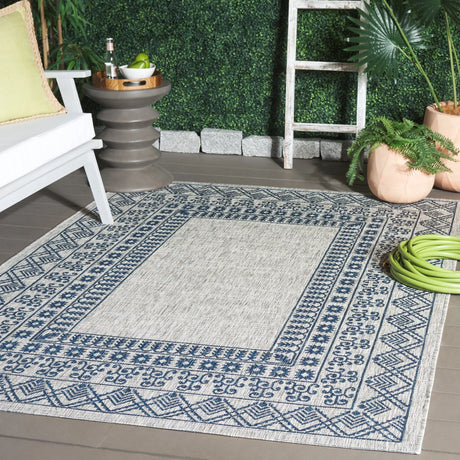 Safavieh Courtyard 5'-3" x 7'-7" Rug in Grey / Navy