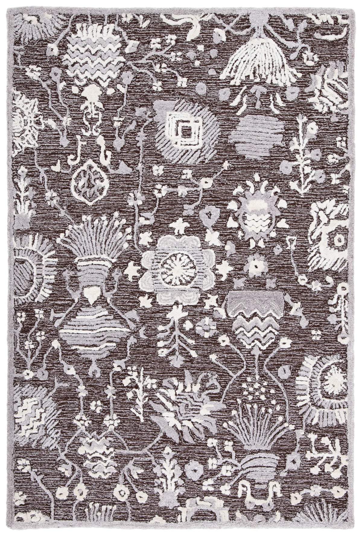 Safavieh Glamour 4'-0" x 6'-0" Rug in Dark Brown / Ivory