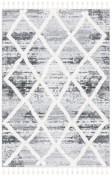 Safavieh Moroccan Tassel Shag 4'-0" x 6'-0" Rug in Grey / Ivory