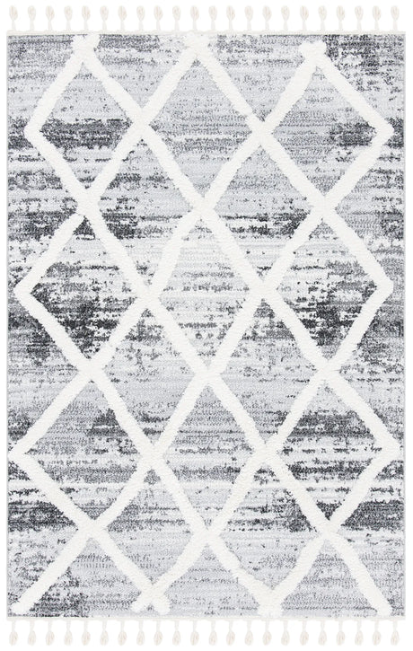 Safavieh Moroccan Tassel Shag 4'-0" x 6'-0" Rug in Grey / Ivory