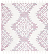 Safavieh Moroccan Tassel Shag 6'-7" x 6'-7" Rug in Pink / Ivory