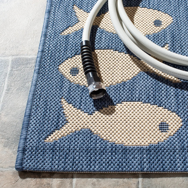 Safavieh Courtyard 4'-0" x 5'-7" Rug in Blue / Beige