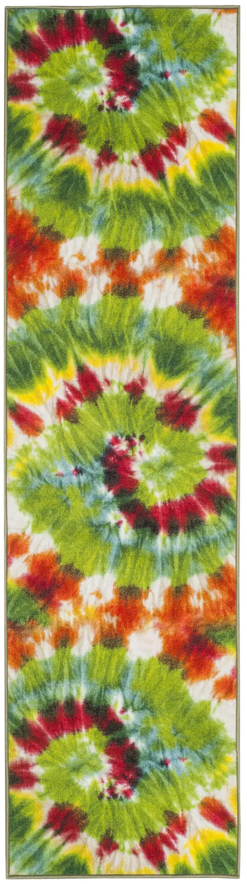 Safavieh Paint Brush 2'-2" x 8'-0" Rug in Green / Orange