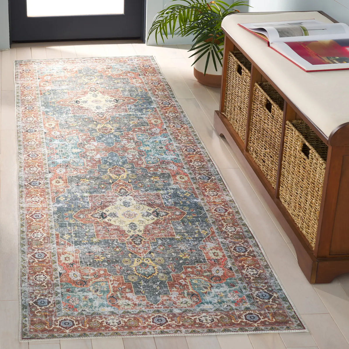 Safavieh Arizona 2'-6" x 8'-0" Rug in Rust / Blue Green