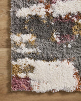 Loloi Levitt Shag Lev-04 Grey/Multi Rug - corner on wood
