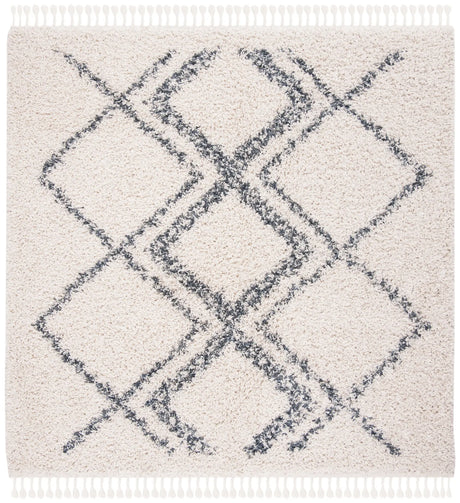 Safavieh Pro Lux Shag 400 6'-7" x 6'-7" Rug in Cream / Blue