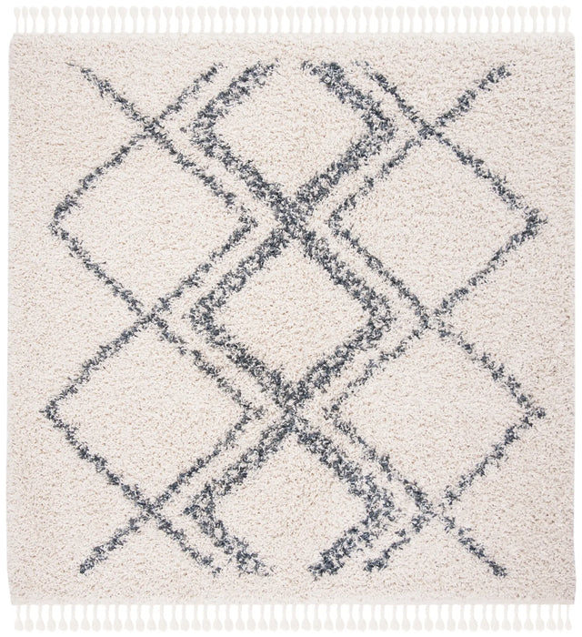 Safavieh Pro Lux Shag 400 6'-7" x 6'-7" Rug in Cream / Blue