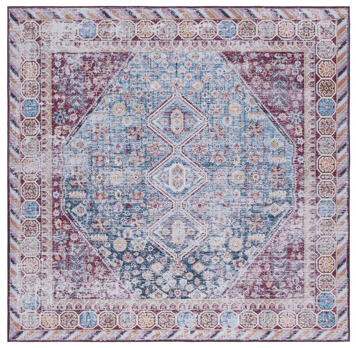 Safavieh Tucson 6'-0" x 6'-0" Rug in Blue / Red