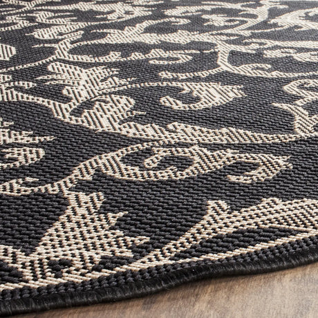 Safavieh Courtyard 5'-3" x 5'-3" Rug in Black / Sand